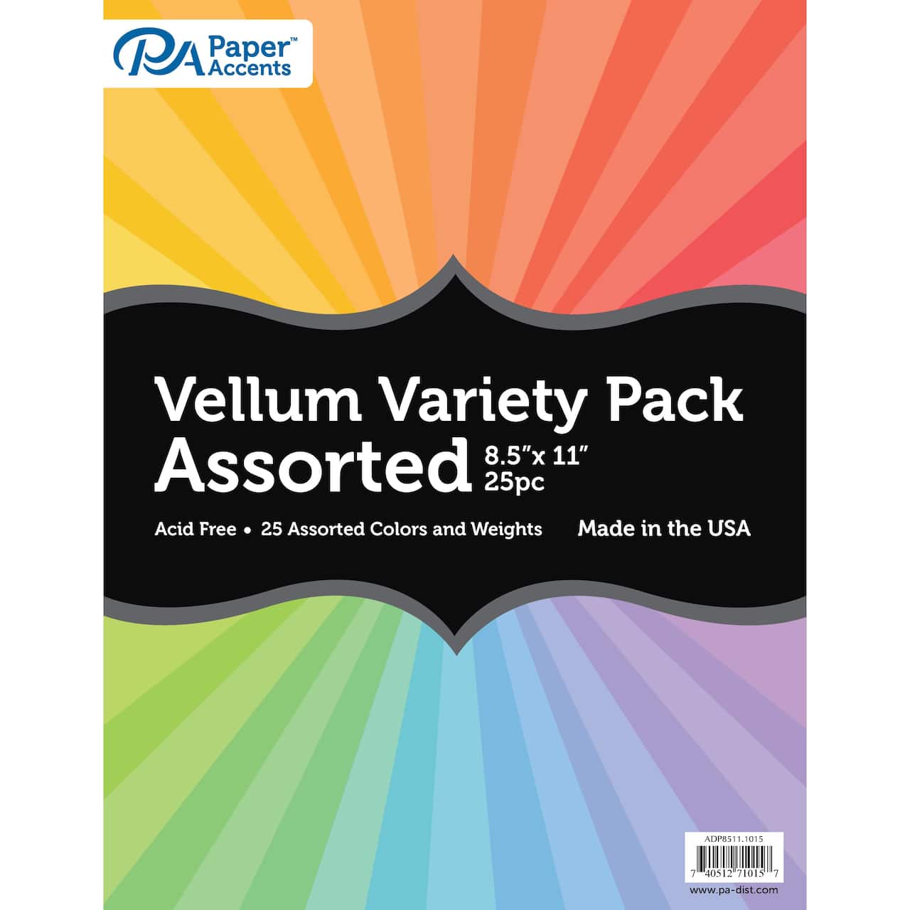 PA Paper™ Accents Assorted Colors 8.5" x 11" Vellum Paper Variety Pack, 25 Sheets